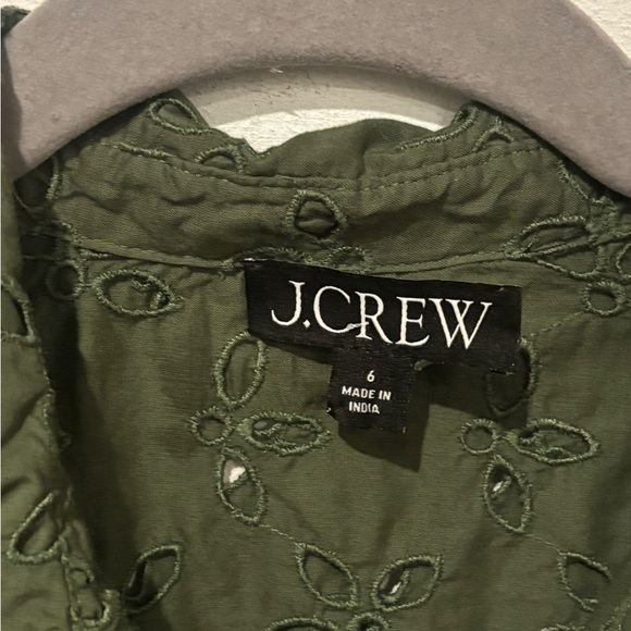 J. Crew Eyelet Olive Green Spring Garden Top Blouse Button Down Size 6 - Picture 6 of 13